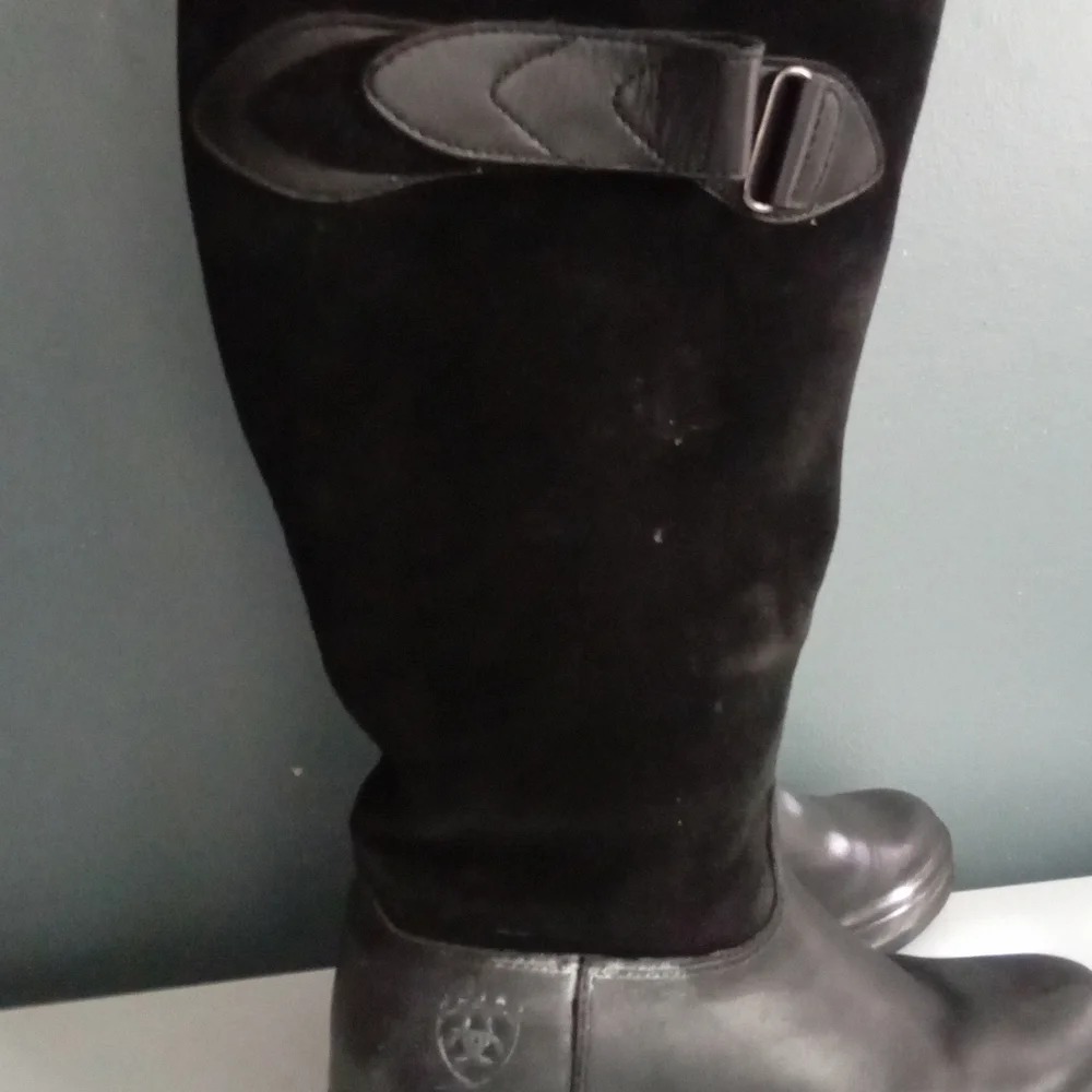 Ariat Black Leather Suede Buckle Knee High Boot Riding Equestrian Style Size 5.5